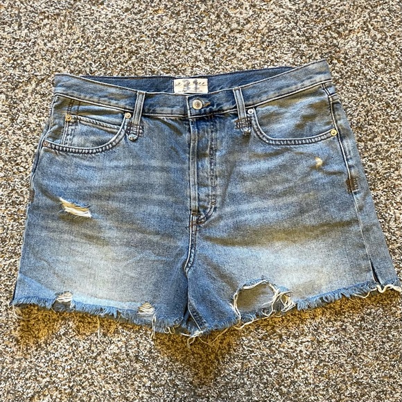 We The Free Pants - Free People/We The Free Denim Blue Distressed Cutoff Women Shorts Size 31